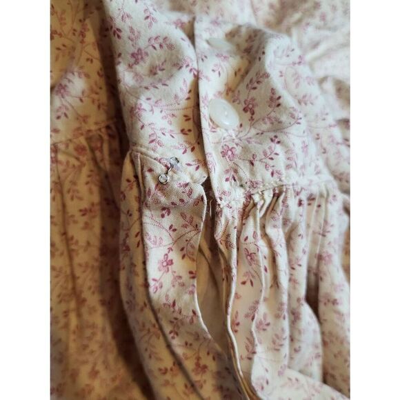 Vintage Prairie Dress Women's Small Pink Floral Print Lace Trim Long Cottage - Picture 12 of 12